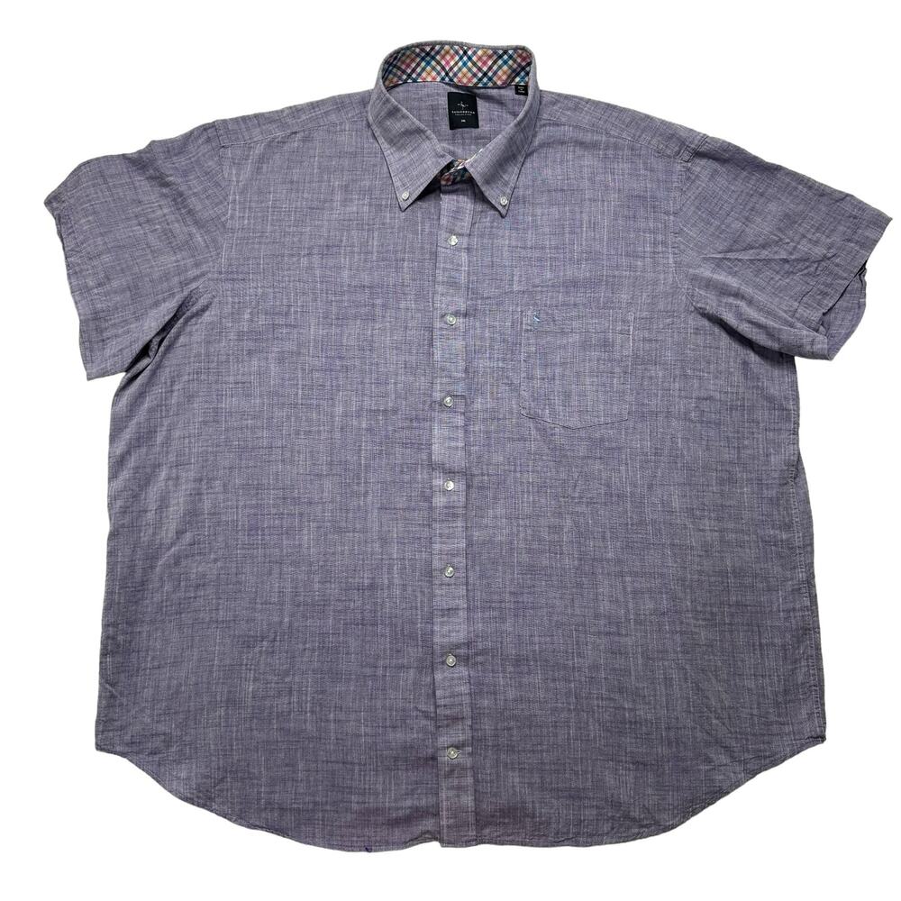 TAILORBYRD Purple Woven Cotton Solid Button Up Shirt 3XL Mens Short Sleeve